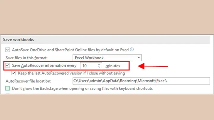 Cách Cài Đặt Thời Gian Lưu Tự Động Trên Excel