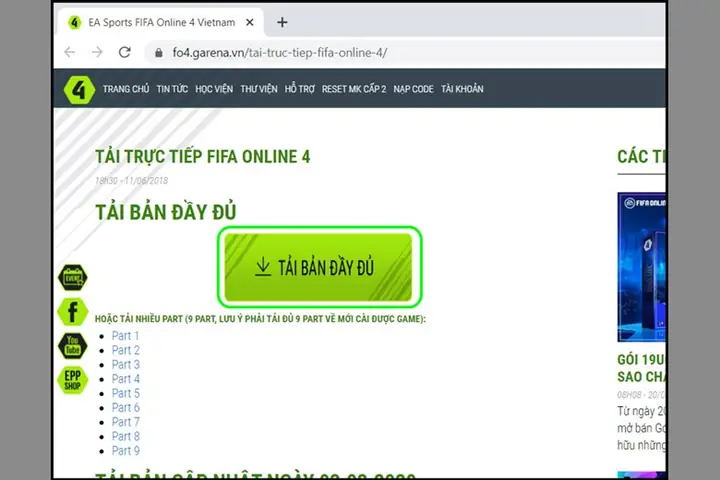 Tải Về Trực Tiếp Trên Trang Fifa Online 4
