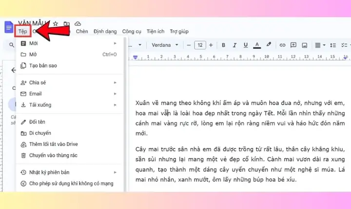 Bước 2: Trên Thanh Menu, Nhấp Vào 'tệp' (file) Bước 2: Trên Thanh Menu, Nhấp Vào 'tệp' (file)