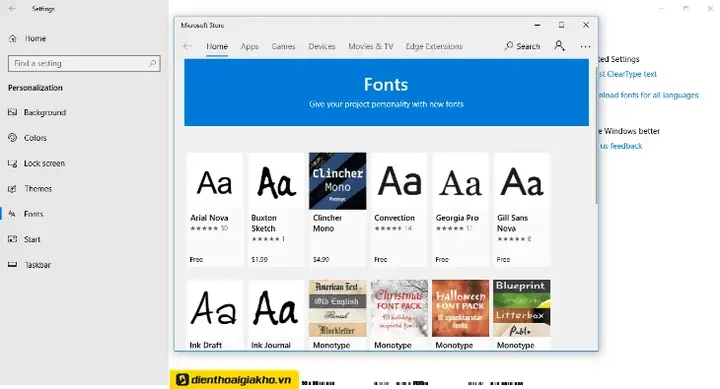 Cài Font Thông Qua Microsoft Store