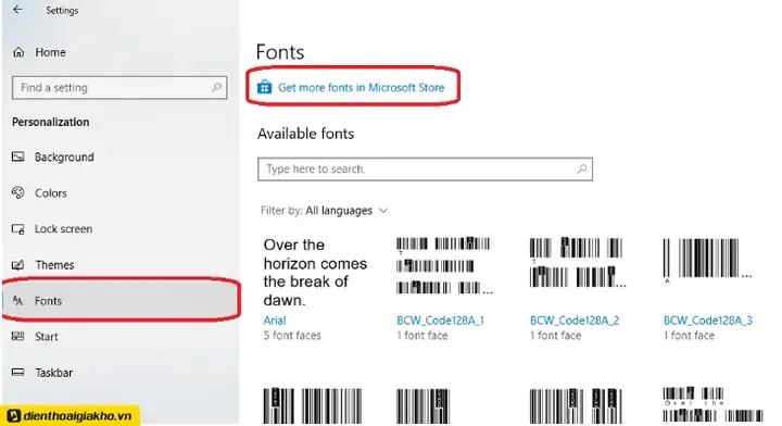 Cài Font Thông Qua Microsoft Store