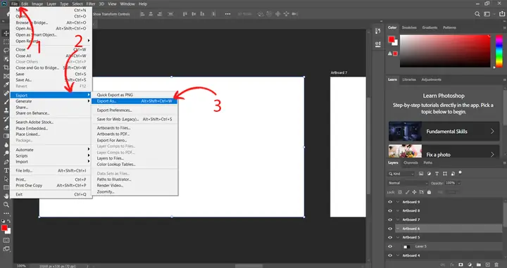 Cách Xuất Ảnh Trong Photoshop