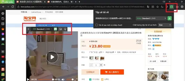 Cách 1: Tải Video Taobao Bằng Trình Duyệt Cốc Cốc Cách 1: Tải Video Taobao Bằng Trình Duyệt Cốc Cốc