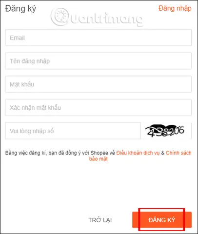 Tạo Tài Khoản Shopee Bằng Email: