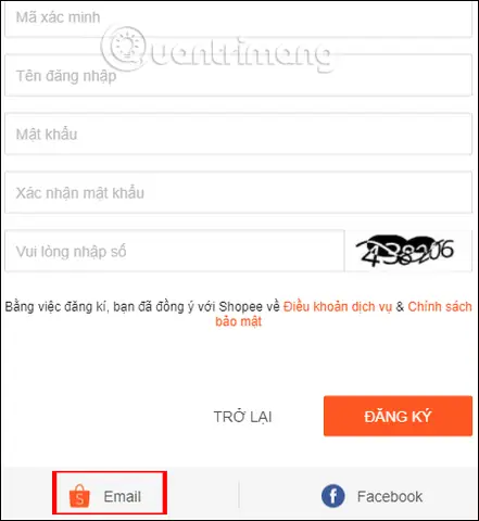 Tạo Tài Khoản Shopee Bằng Email: