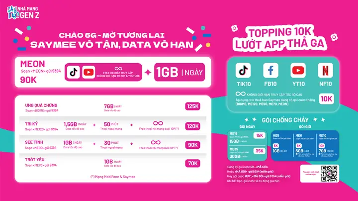 Bật Mood Giải Trí - Xài Data Thả Ga Cùng Sim Son Saymee