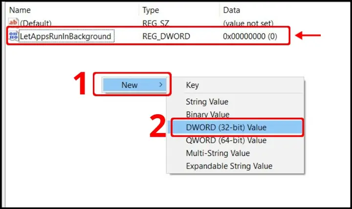 Cách Tắt Ứng Dụng Chạy Ngầm Bằng Registry Editor