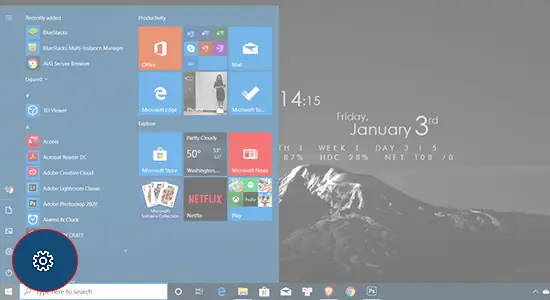 - Bước 2: Chọn Vào Biểu Tượng Settings
