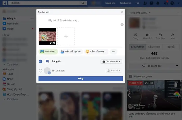 Xác Nhận Đăng Clip Lên Facebook