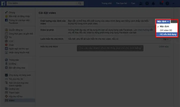 Chọn Up Video Hd Lên Facebook Nếu Khả Dụng