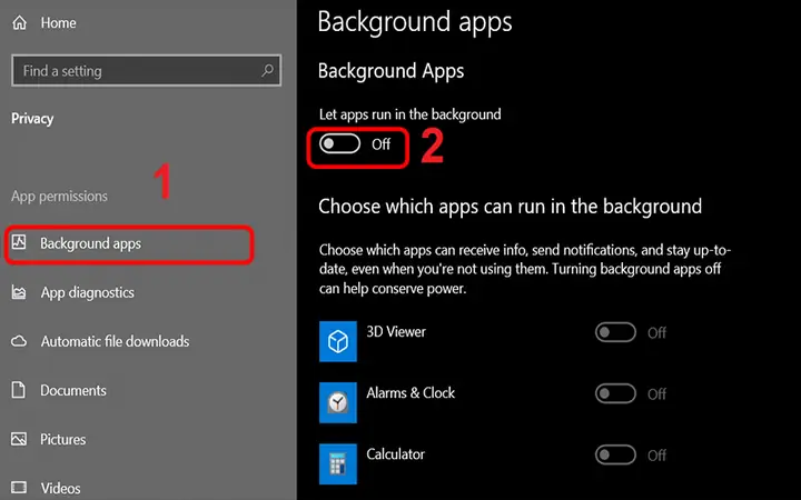 Tắt Các Ứng Dụng Chạy Ngầm Trên Windows 10