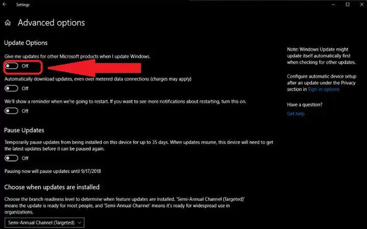 Tắt Một Số Tùy Chọn Của Windows Update