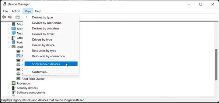 Cách 2: Gỡ Thiết Bị Cũ Trong Device Manager