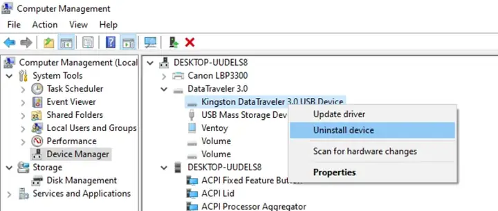 Cách 2: Gỡ Thiết Bị Cũ Trong Device Manager