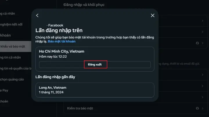 Đăng Xuất Từ Xa Qua Cài Đặt Facebook