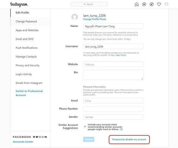 Hướng Dẫn Cách Khóa Tài Khoản Instagram Tạm Thời