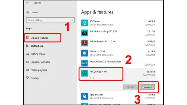 Xóa Ứng Dụng Từ Settings