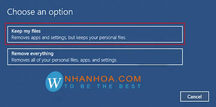 Trường Hợp 1: Cài Lại Win 10 Giữ File Cá Nhân