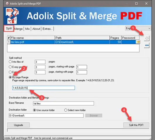 2cắt File Pdf Bằng Phần Mềm Adolix Split And Merge Pdf