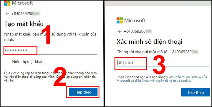 Tạo Tài Khoản Microsoft Bằng Số Điện Thoại