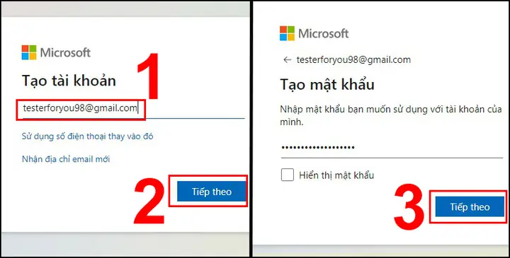 Tạo Tài Khoản Microsoft Bằng Email