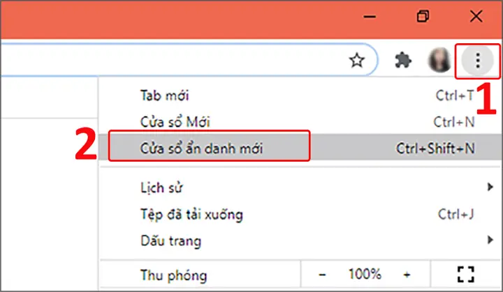 - Bước 3: Mở Tab Ẩn Danh