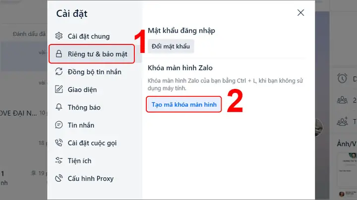 Hướng Dẫn Tạo Mã Khóa Màn Hình Ứng Dụng Zalo Trên Máy Tính