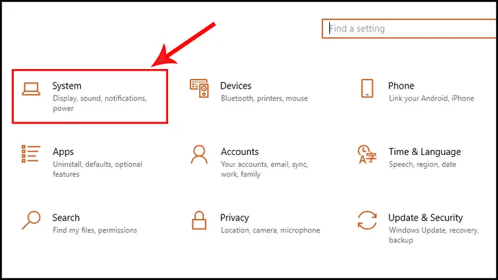 Bật Bằng Settings