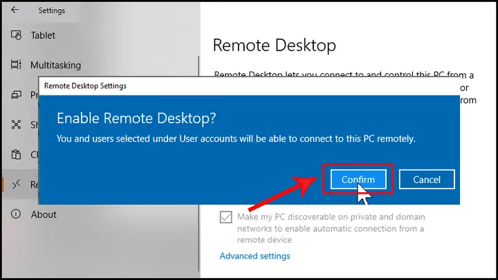 Bật Bằng Settings