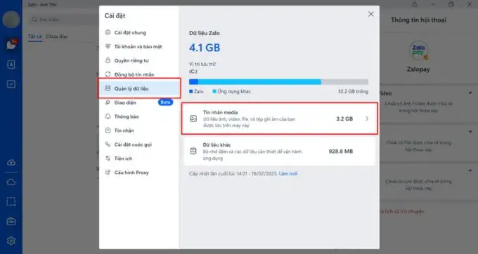 Cách Dọn Dẹp Bộ Nhớ Zalo Trên Máy Tính