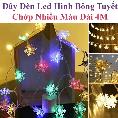 Dây Đèn Led Hình Bông Tuyết Chớp Nhiều Màu Dài 4m Dây Đèn Led Hình Bông Tuyết Chớp Nhiều Màu Dài 4m