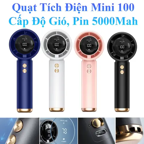 Quạt Tích Điện Cầm Tay Mini 100 Cấp Độ Gió, Pin 5000mah N68 Quạt Tích Điện Cầm Tay Mini 100 Cấp Độ Gió, Pin 5000mah N68