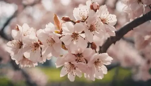 Cây Hoa Anh Đào Màu Nâu Vàng Nở Rộ Vào Một Buổi Sáng Mùa Xuân.
