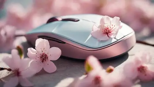 Chuột Chơi Game Màu Pastel Với Các Nút Tùy Chỉnh Trên Bàn Di Chuột Hình Hoa Anh Đào.