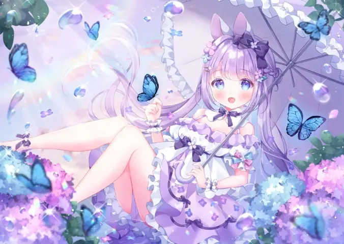 Hình Nền Máy Tính Anime Màu Tím