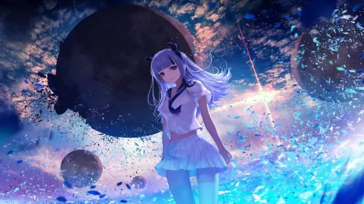 Hình Nền Máy Tính Anime Màu Xanh Dương