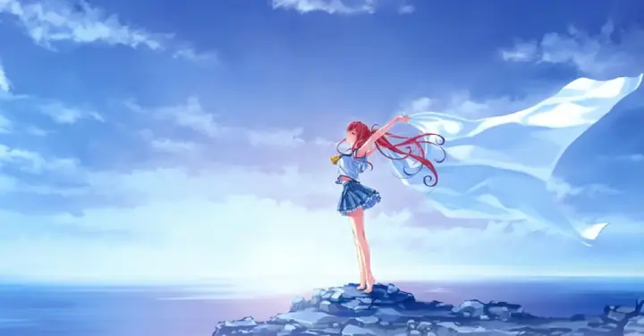 Hình Nền Máy Tính Anime Màu Xanh Dương