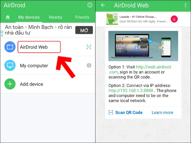 Kết Nối Điện Thoại Samsung Với Máy Tính Bằng Airdroid
