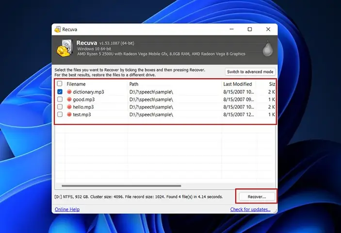 Sử Dụng Phần Mềm Recuva