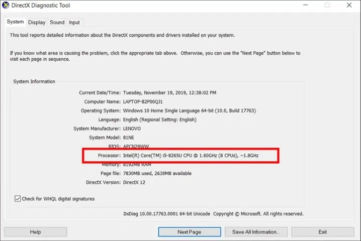 Kiểm Tra Cpu Bằng Mã Lệnh Dxdiag Kiểm Tra Cpu Bằng Mã Lệnh Dxdiag
