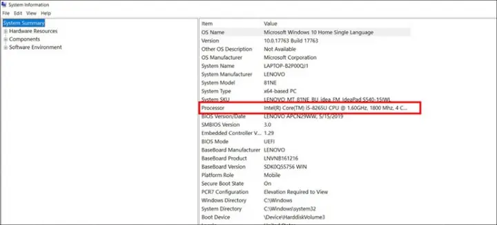 Kiểm Tra Cpu Bằng Mã Lệnh Msinfo32 Kiểm Tra Cpu Bằng Mã Lệnh Msinfo32