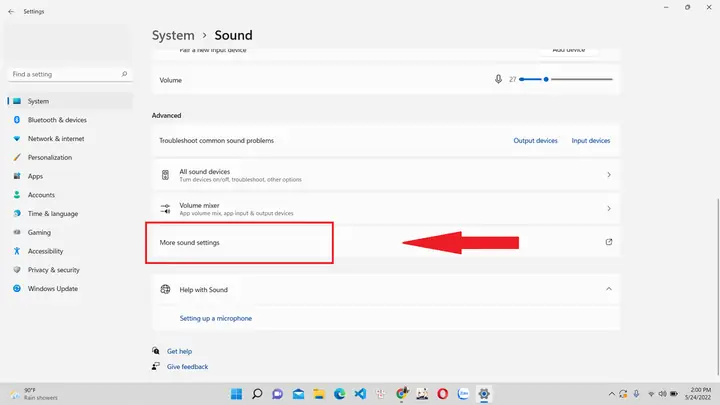 Bật Micro Từ Sound Settings