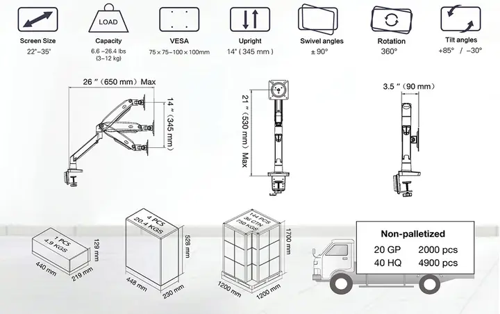 Bảng Thông Số Kỹ Thuật Chi Tiết Của Giá Đỡ Màn Hình Máy Tính Nb G70