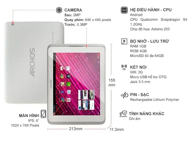 12. Máy Tính Bảng Archos 80 Xenon Wifi 3g 4gb Trắng 12. Máy Tính Bảng Archos 80 Xenon Wifi 3g 4gb Trắng