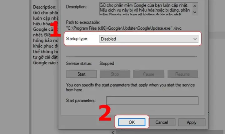 Tắt Dịch Vụ Cập Nhật Tự Động Của Google