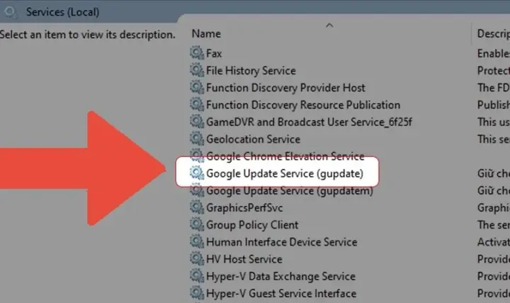 Tắt Dịch Vụ Cập Nhật Tự Động Của Google