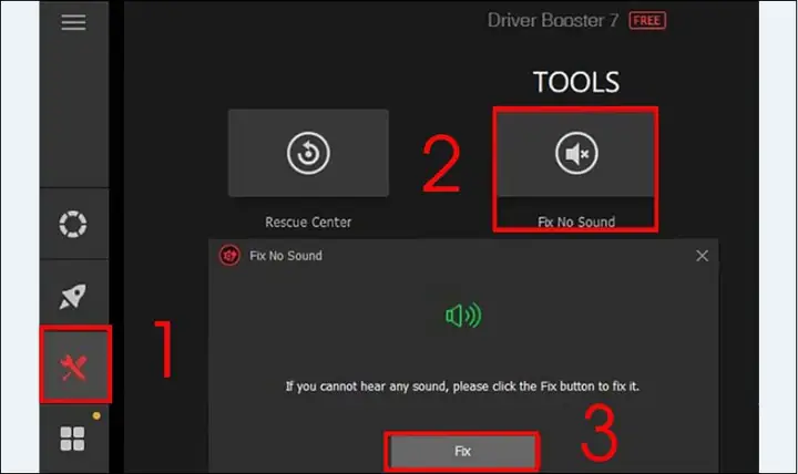 Dùng Tool Fix No Sound Của Driver Booster Dùng Tool Fix No Sound Của Driver Booster