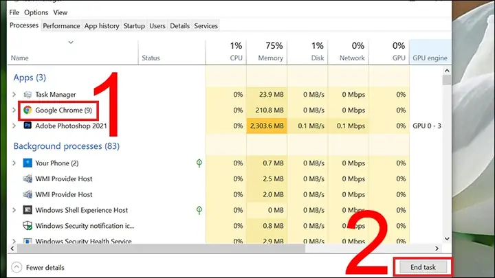Tắt Ứng Dụng Hoàn Toàn Bằng Task Manager