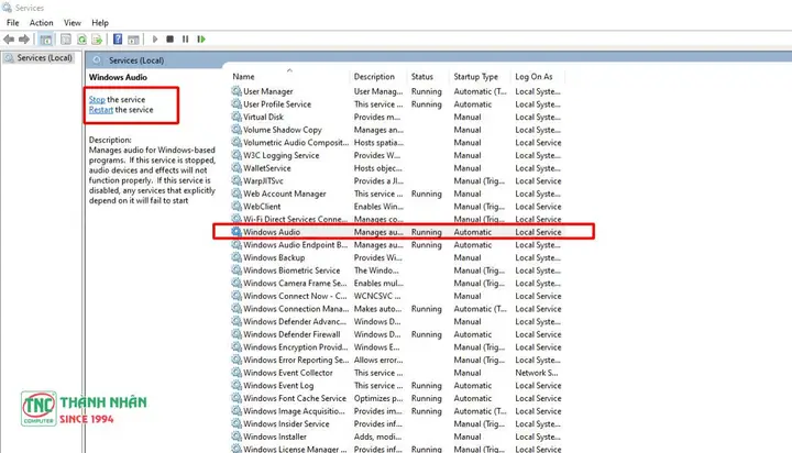 Kiểm Tra Dịch Vụ Windows Audio: