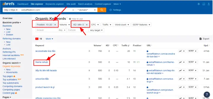 Cách 2: Dùng Ahrefs Để Tìm Kiếm Từ Khóa Bóng Ma Có Sẵn Trong Website
